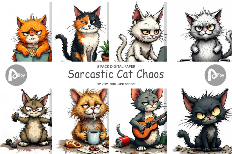 Digital Paper Cat Chaos Digital Pattern artnoy 