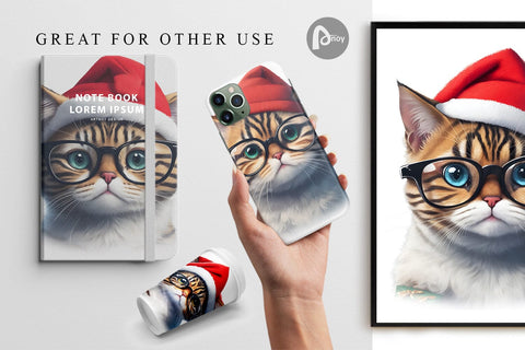 Digital paper Cat Christmas Digital Pattern artnoy 