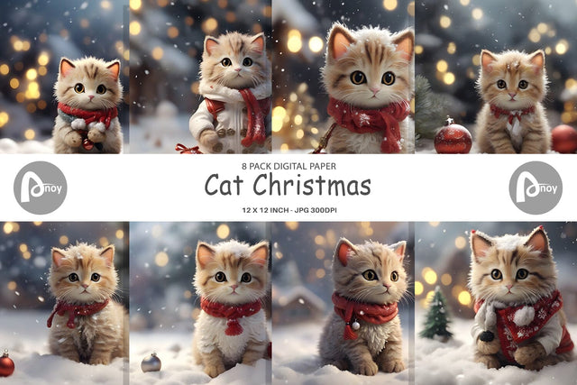 Digital Paper Cat Christmas Digital Pattern artnoy 