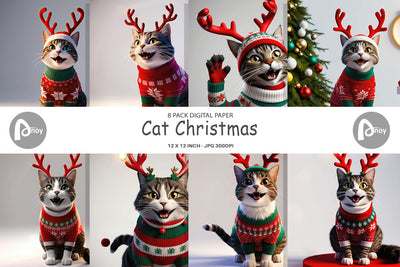 Digital Paper Cat Christmas Digital Pattern artnoy 