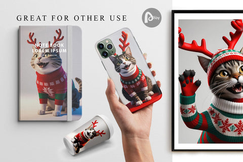 Digital Paper Cat Christmas Digital Pattern artnoy 