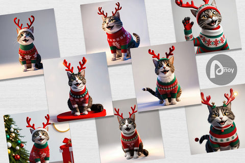 Digital Paper Cat Christmas Digital Pattern artnoy 