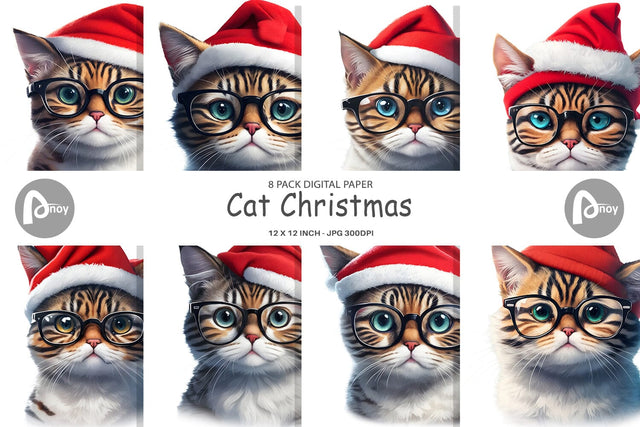 Digital paper Cat Christmas Digital Pattern artnoy 
