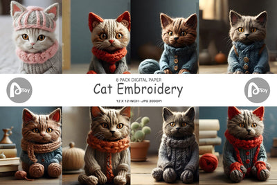 Digital Paper Cat Embroidery Digital Pattern artnoy 