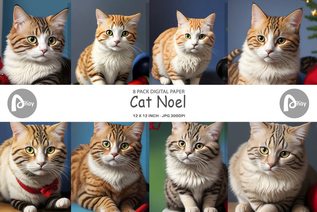 Digital Paper Cat Noel Sublimation artnoy 