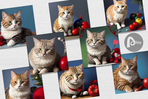 Digital Paper Cat Noel Sublimation artnoy 