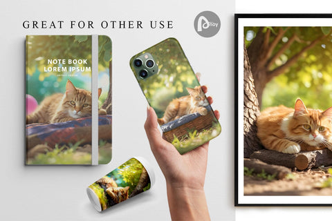 Digital Paper Cat on Summer Day Digital Pattern artnoy 