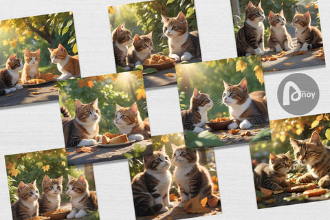 Digital Paper Cat on Summer Digital Pattern artnoy 