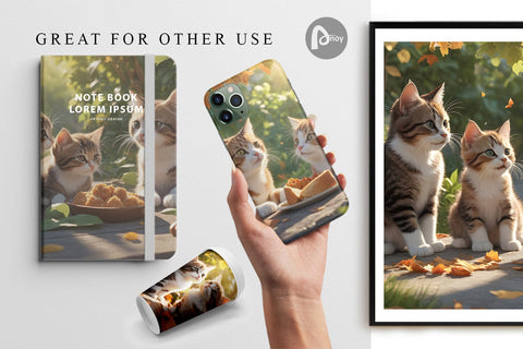 Digital Paper Cat on Summer Digital Pattern artnoy 