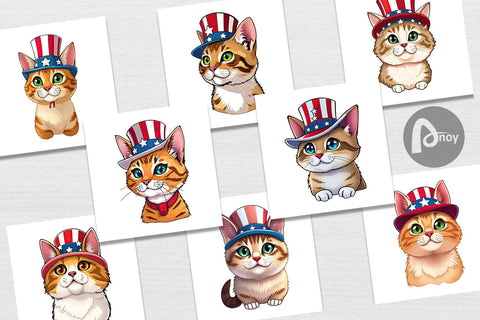 Digital Paper Cat Patriotic Digital Pattern artnoy 