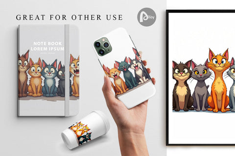 Digital Paper Cats Emotion Digital Pattern artnoy 