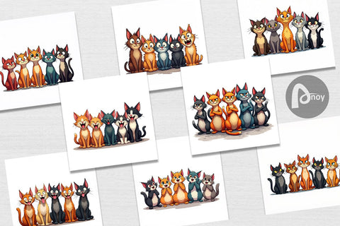 Digital Paper Cats Emotion Digital Pattern artnoy 