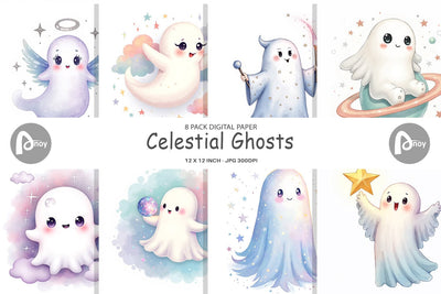Digital Paper Celestial Ghosts Digital Pattern artnoy 