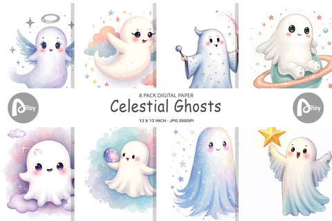 Digital Paper Celestial Ghosts Digital Pattern artnoy 