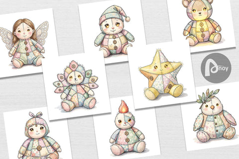 Digital Paper Celestial Holiday Patchwork Watercolor Digital Pattern artnoy 