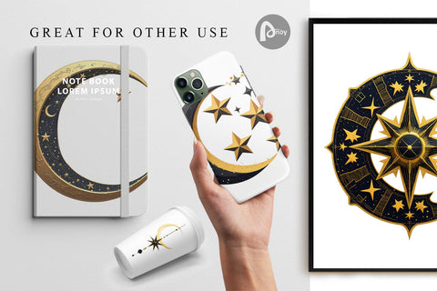 Digital Paper Celestial Moon Digital Pattern artnoy 