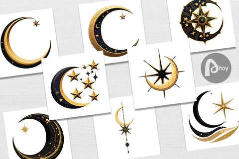 Digital Paper Celestial Moon Digital Pattern artnoy 