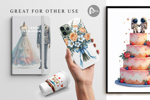 Digital Paper Celestial Union Sci-Fi Wedding Digital Pattern artnoy 