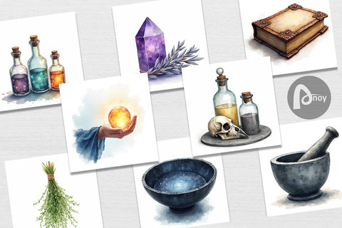 Digital Paper Celestial Witchy Apothecary Digital Pattern artnoy 