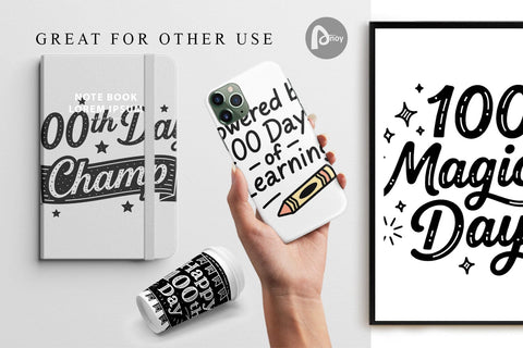 Digital Paper Chalkboard Celebration 100 Days Quotes Digital Pattern artnoy 