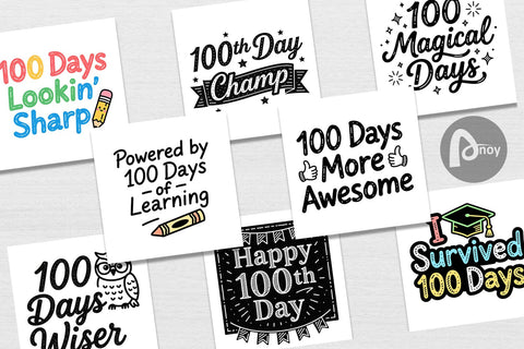 Digital Paper Chalkboard Celebration 100 Days Quotes Digital Pattern artnoy 