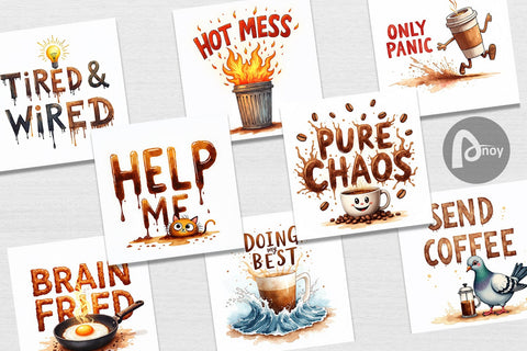 Digital Paper Chaos Caffeine Sarcastic Quotes Digital Pattern artnoy 