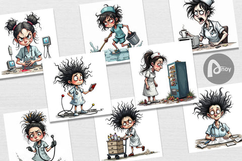 Digital Paper Chaotic Nurse Digital Pattern artnoy 