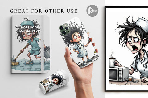 Digital Paper Chaotic Nurse Digital Pattern artnoy 