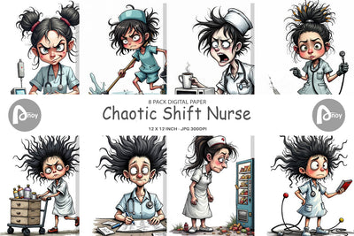 Digital Paper Chaotic Nurse Digital Pattern artnoy 