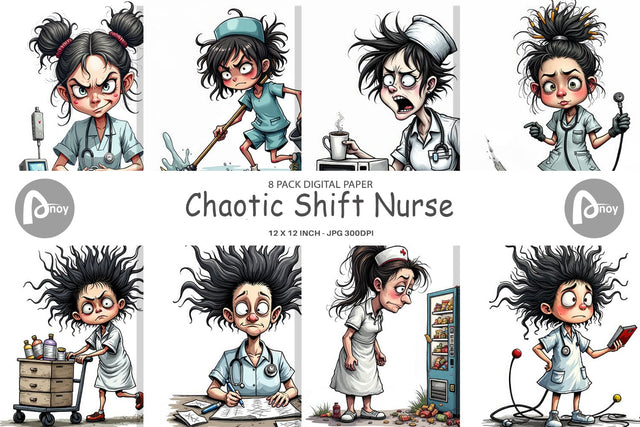 Digital Paper Chaotic Nurse Digital Pattern artnoy 