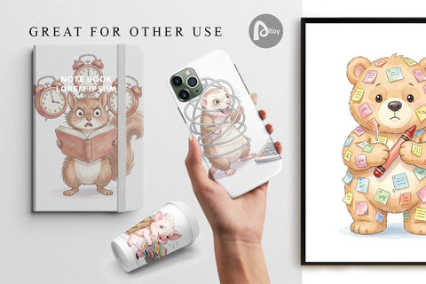 Digital Paper Chaotic Study Animal Watercolor Digital Pattern artnoy 