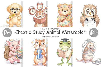 Digital Paper Chaotic Study Animal Watercolor Digital Pattern artnoy 