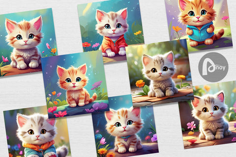 Digital Paper Charming Baby Cat Digital Pattern artnoy 