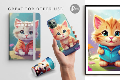 Digital Paper Charming Baby Cat Digital Pattern artnoy 