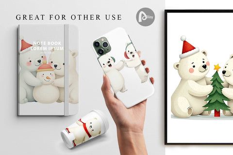 Digital Paper Charming Polar Bears Digital Pattern artnoy 