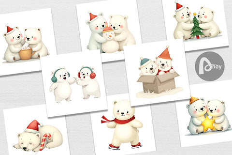 Digital Paper Charming Polar Bears Digital Pattern artnoy 