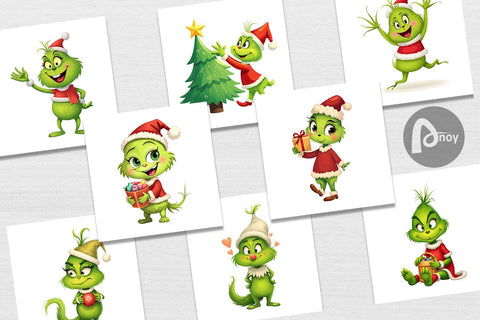 Digital Paper Cheerful Baby Grinch Digital Pattern artnoy 