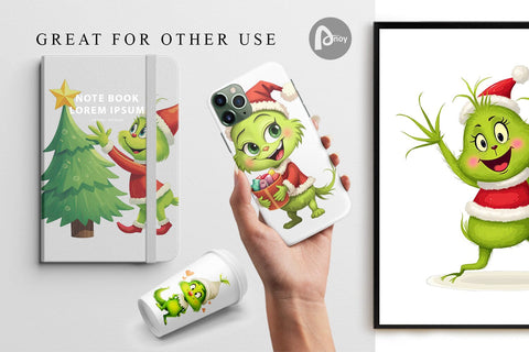 Digital Paper Cheerful Baby Grinch Digital Pattern artnoy 