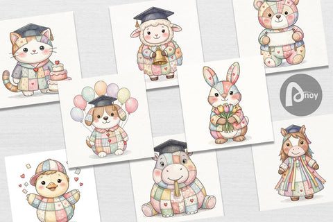 Digital Paper Cheerful Graduation Party Patchwork Digital Pattern artnoy 