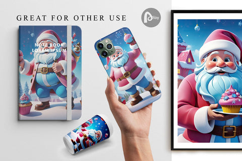 Digital Paper Cheerful Santa Claus Digital Pattern artnoy 