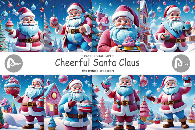 Digital Paper Cheerful Santa Claus Digital Pattern artnoy 