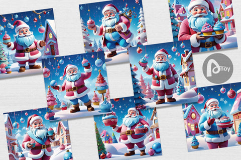 Digital Paper Cheerful Santa Claus Digital Pattern artnoy 