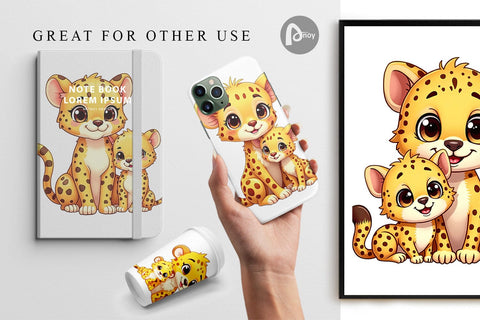 Digital Paper Cheetah Mother's Day Digital Pattern artnoy 