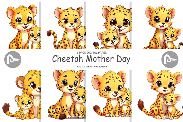 Digital Paper Cheetah Mother's Day Digital Pattern artnoy 