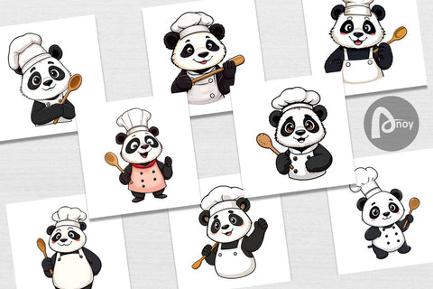 Digital Paper Chef Panda Digital Pattern artnoy 