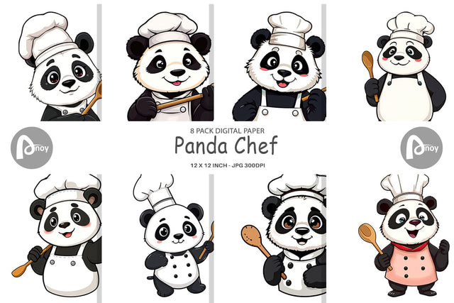 Digital Paper Chef Panda Digital Pattern artnoy 