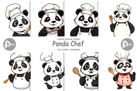 Digital Paper Chef Panda Digital Pattern artnoy 