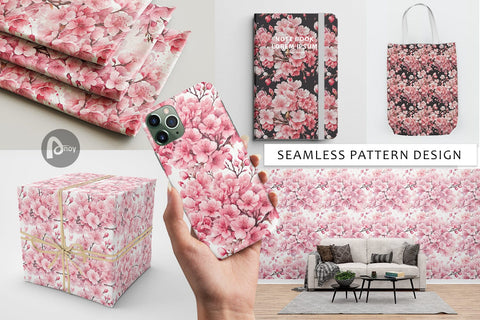 Digital Paper Cherry Blossom Pattern Digital Pattern artnoy 