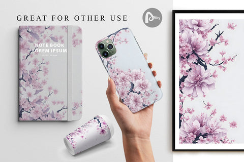 Digital Paper Cherry Blossom Watercolor Digital Pattern artnoy 