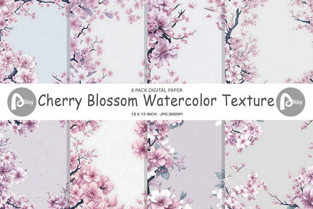 Digital Paper Cherry Blossom Watercolor Digital Pattern artnoy 